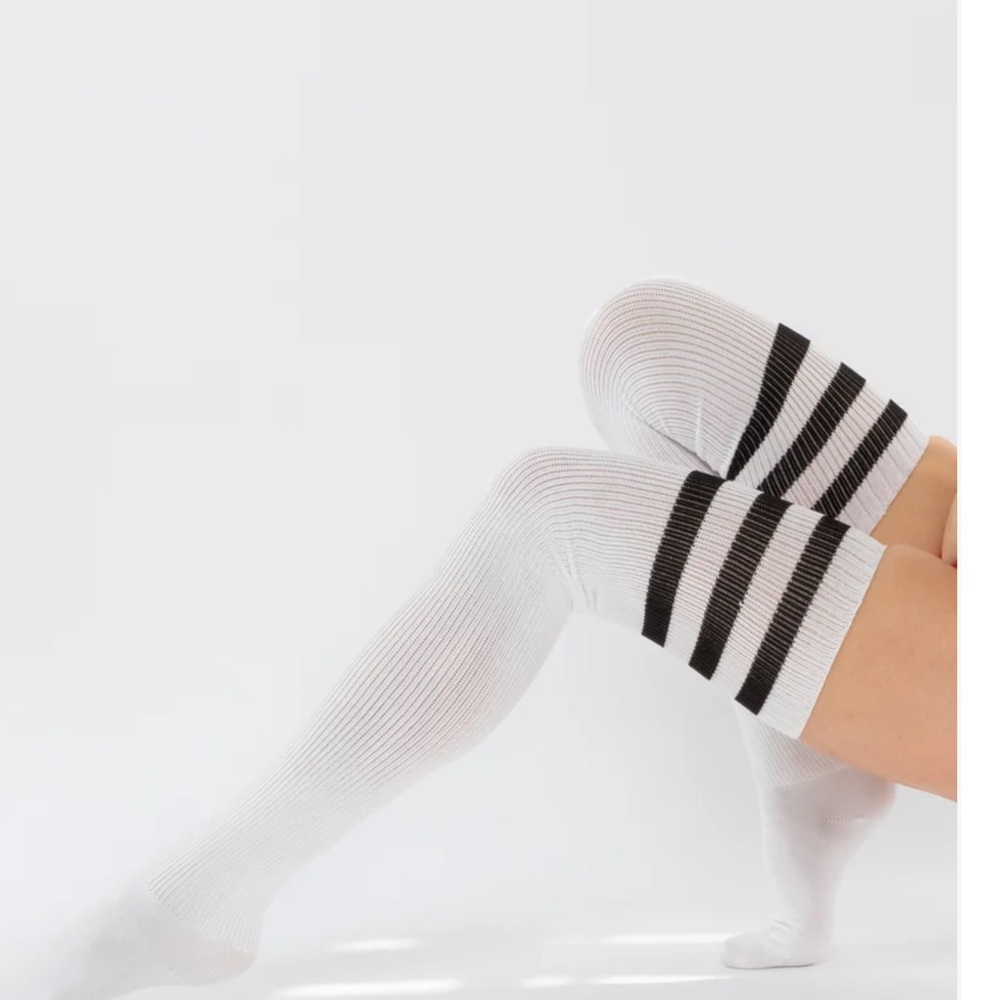 NeW! Los Angeles Apparel,White black stripe thigh highs